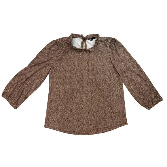 Adrianna  Papell Blouse Brown and White polka dot Size M Office Chic Corpcore - Picture 1 of 4